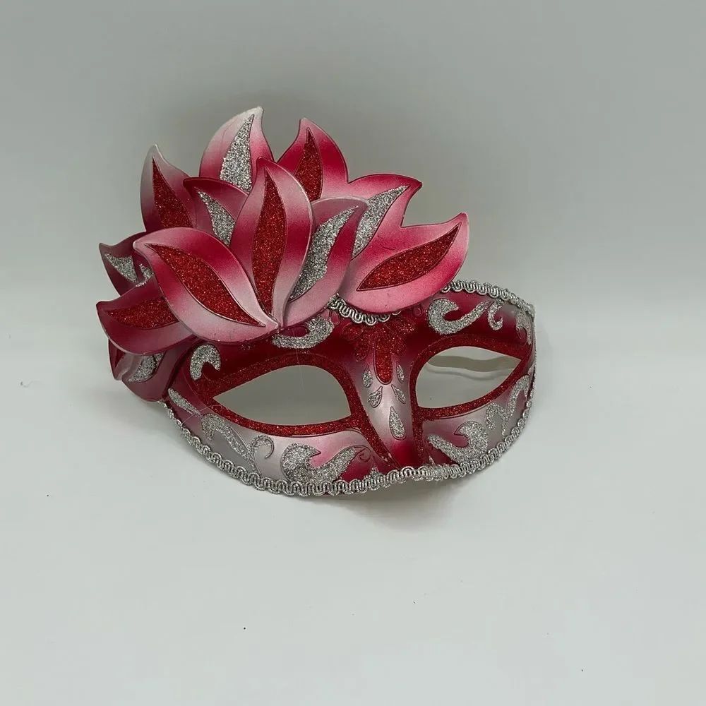 Red and Silver Masquerade Mask - Picture 2 of 6